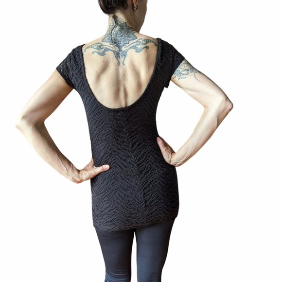 Shareen open back black zebra mesh bodycon dress - Picture 4 of 13